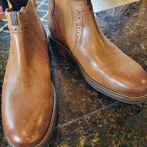 EUC Men's Nunn Bush Otis Plain Toe Chelsea Boot Tan Chamois Leather Size 10M